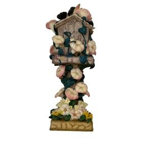 Vintage Ceramic Birdhouse Figurine. Very Intricate. Pink Flowers